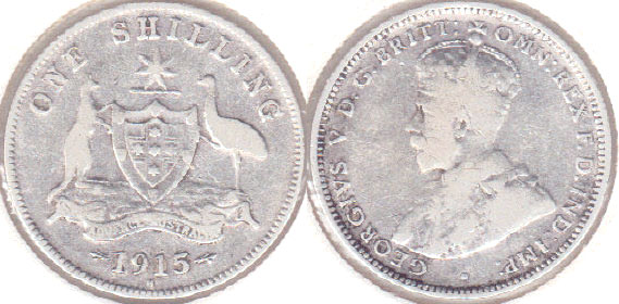 1915 H Australia silver Shilling (gVG) A003641